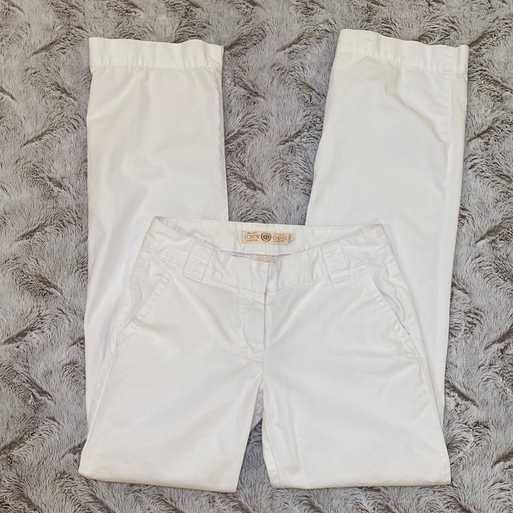 J Crew Broken In White Cotton Chino Classic Twill City Fit Flare